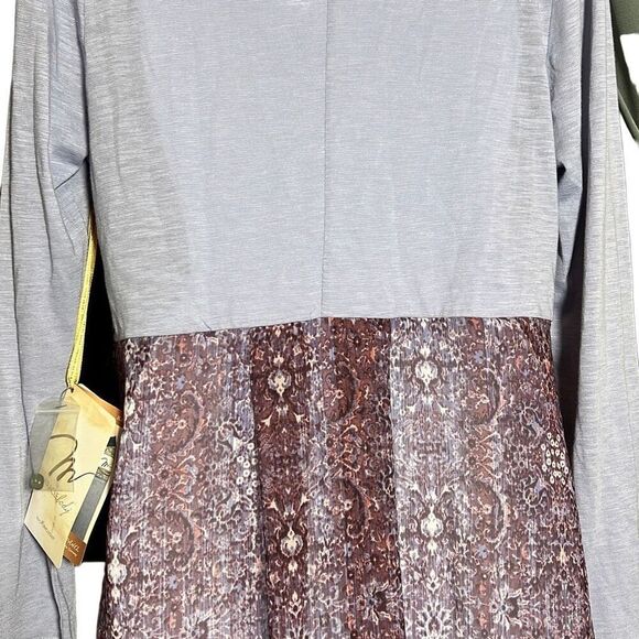 Miracle Body Women's Long Sleeve Abstract Color Block Gray/Rust Mini Dress M NWT - Picture 8 of 11